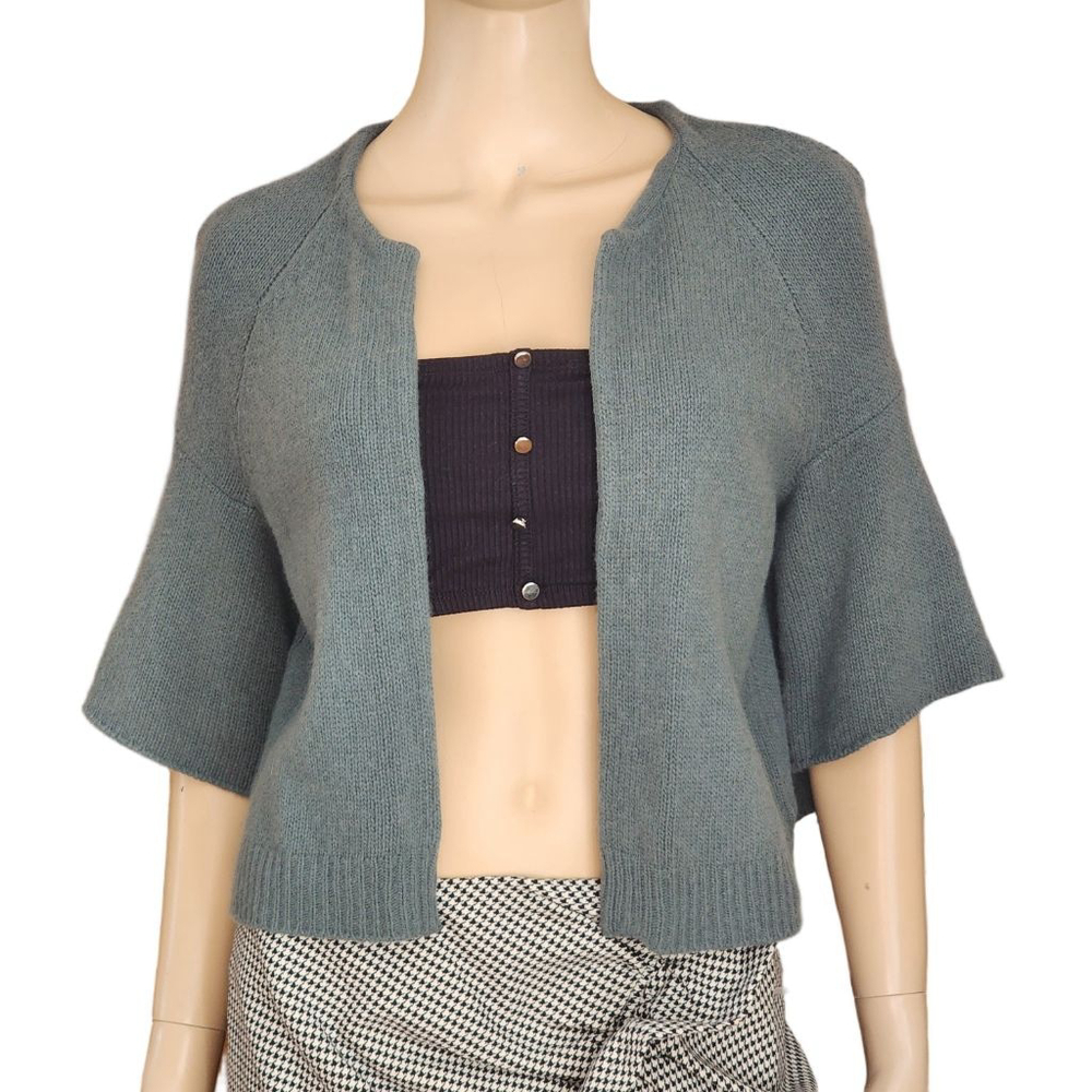 MARNI Teal Cashmere Wool Blend Cropped Cardigan Size 38 4 XS